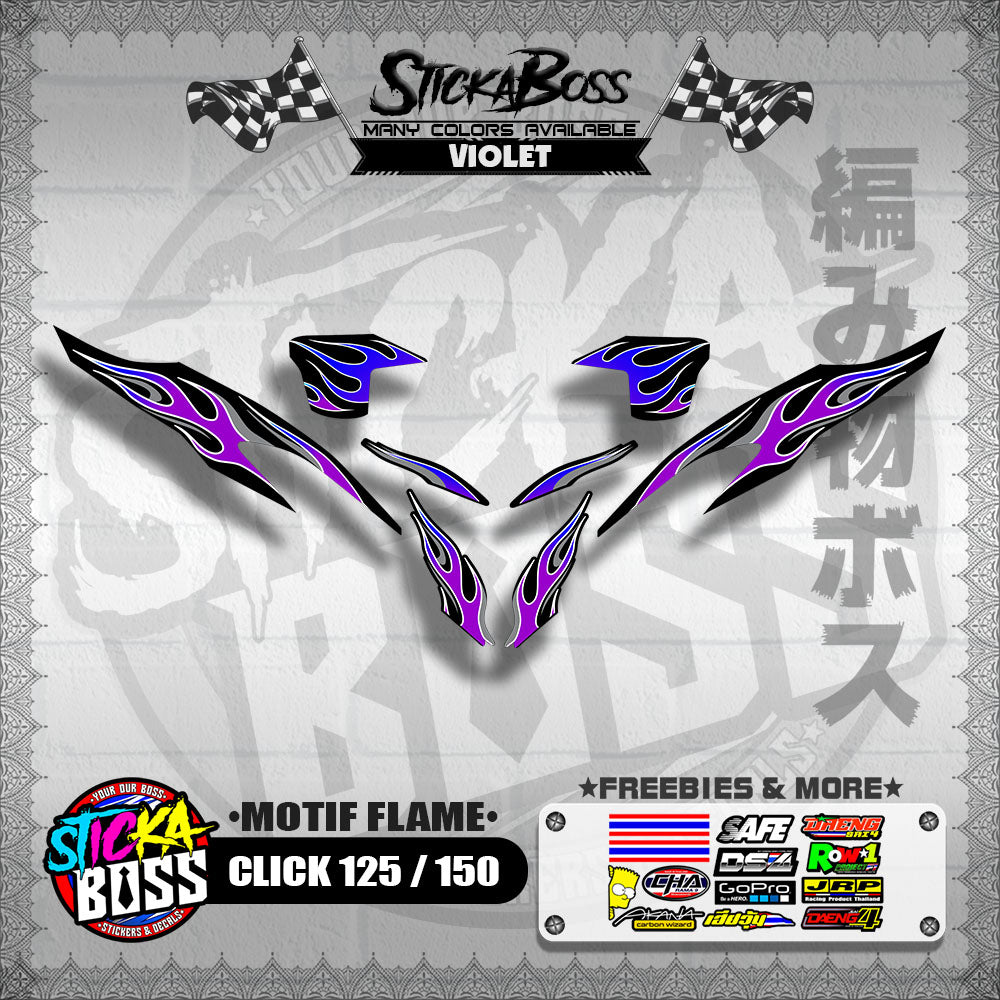 CLICK 125 / 150 V2 DECALS ( MOTIF FLAME )【WITH FREEBIES】