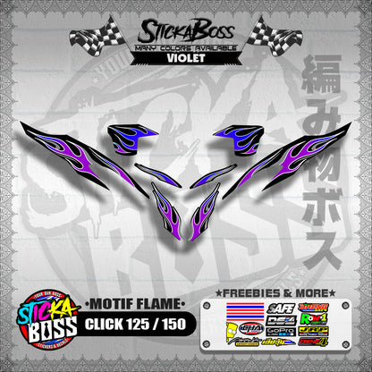 CLICK 125 / 150 V2 DECALS ( MOTIF FLAME )【WITH FREEBIES】