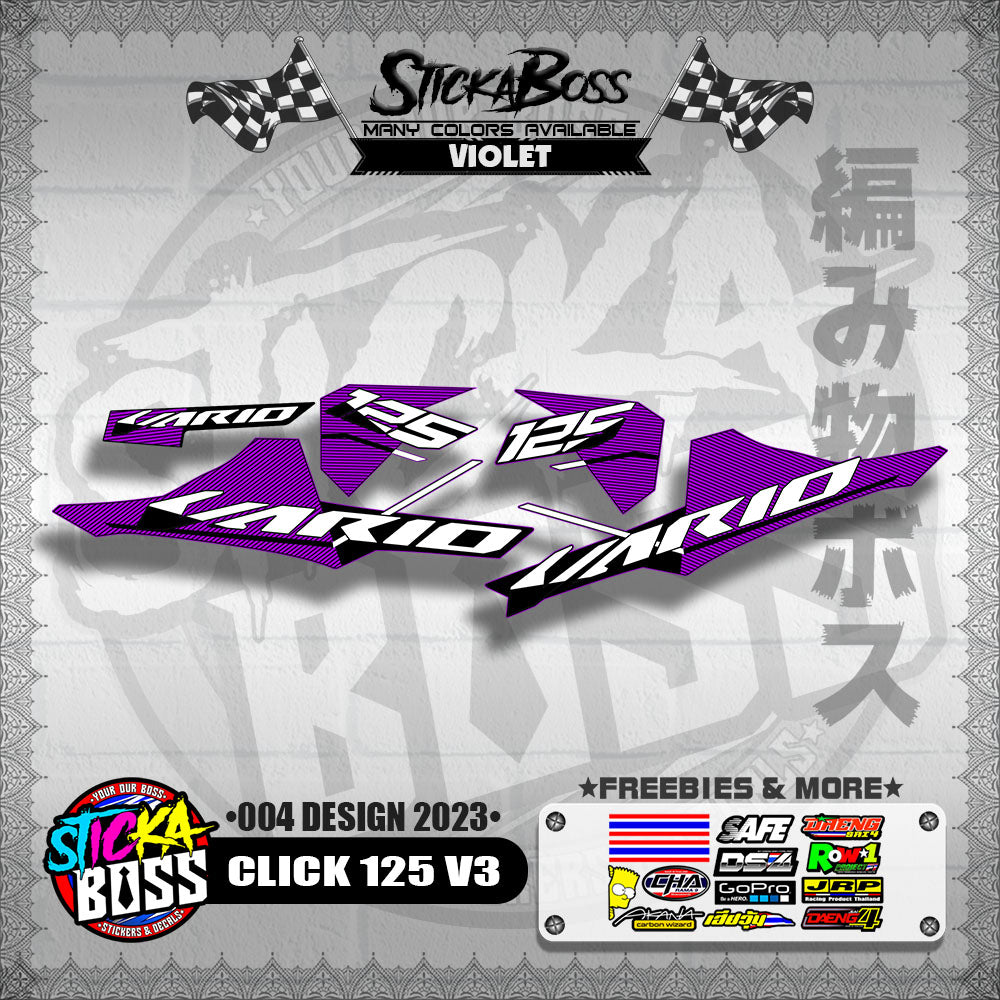 CLICK 125 V3 STOCK DECALS ( 004 DESIGN 2023 ) VARIO【WITH FREEBIES】