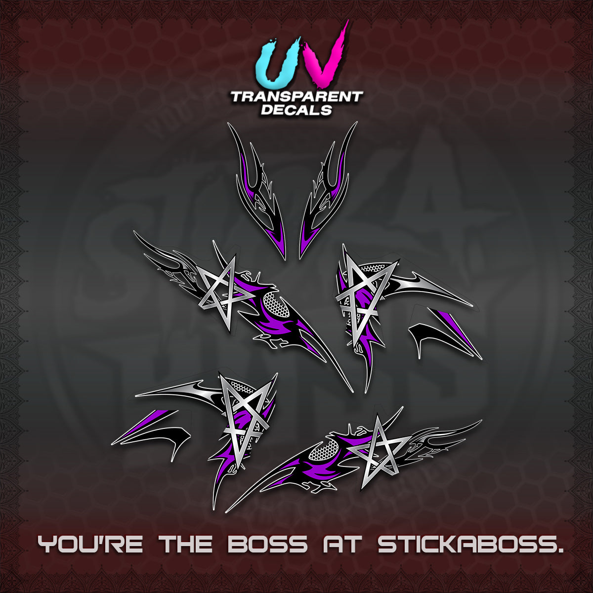 CLICK 125 V3 UV TRANSPARENT DECALS (2026 TRIVALY STAR DESIGN)STICKER DECALS By STICKABOSS
