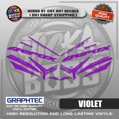 AEROX V1 CUT OUT DECALS ( 001 SHARP STRIPPING ) | VINYL WATERPROOF CUT-OUT STICKER DECALS