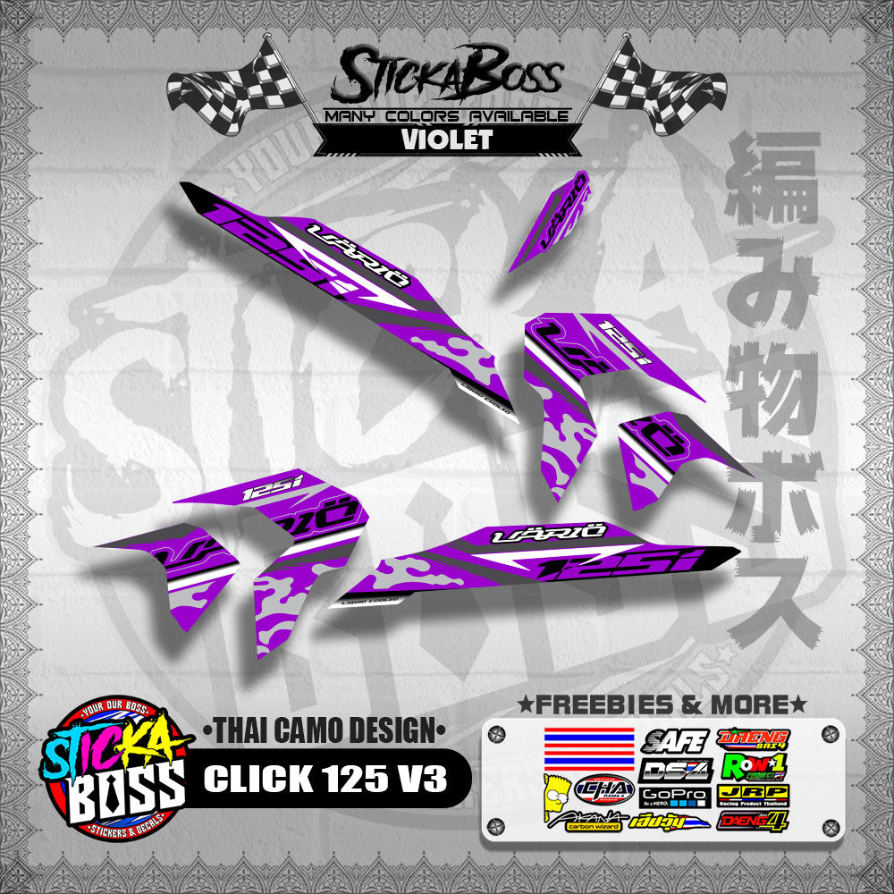 CLICK 125i V3 DECALS ( THAI CAMO DESIGN )【WITH FREEBIES】