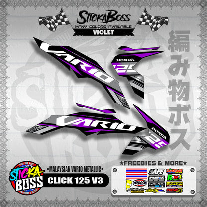 CLICK 125 V3 DECALS ( MALAYSIAN VARIO METALLIC )【WITH FREEBIES】