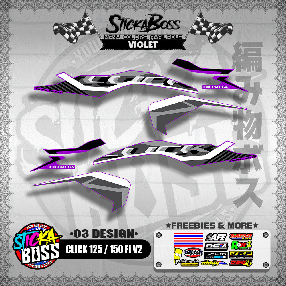 CLICK 125 / 150 Fi V2 DECALS ( 03 DESIGN )【WITH FREEBIES】