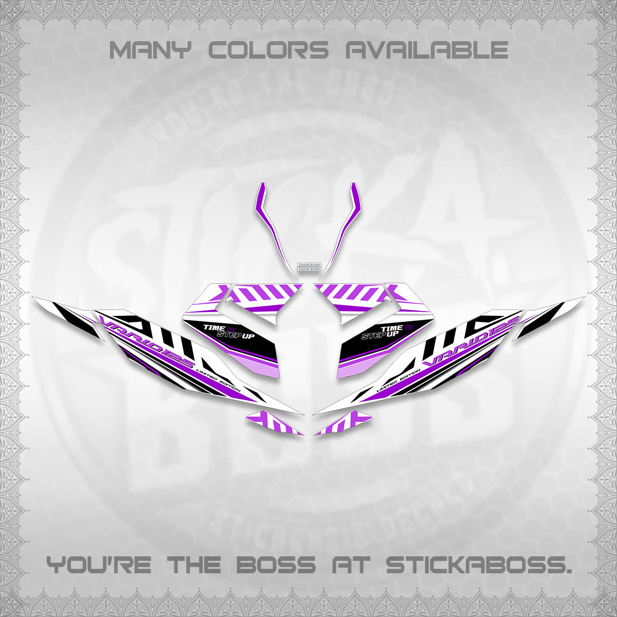 CLICK 125 V4 VARIO FOR WHITE DECALS (2026 VR0007 DESIGN) STICKER KITS By STICKABOSS