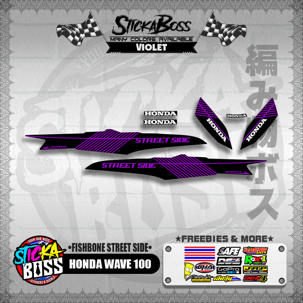 HONDA WAVE 100 DECALS ( FISHBONE STREET SIDE )【WITH FREEBIES】