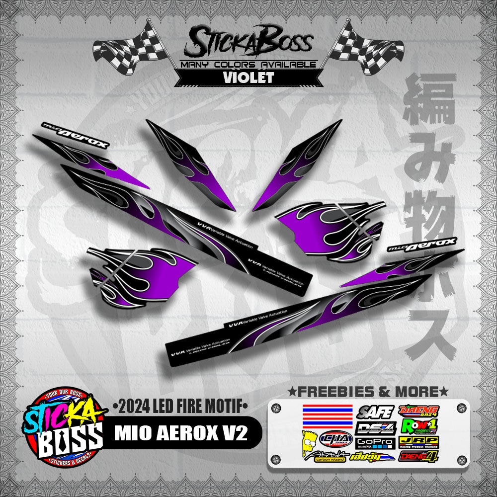 MIO AEROX V2 DECALS ( 2024 LED FIRE MOTIF )【WITH FREEBIES】