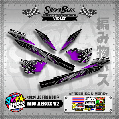 MIO AEROX V2 DECALS ( 2024 LED FIRE MOTIF )【WITH FREEBIES】
