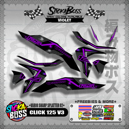 CLICK 125 V3 DECALS ( VARIO SHARP SPLATTER 02 )【WITH FREEBIES】