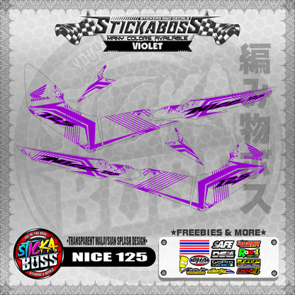 【PREMIUM UV PRINT】TRANSPARENT NICE 125 STICKER DECALS ( MALAYSIAN SPLASH DESIGN )【WITH FREEBIES】