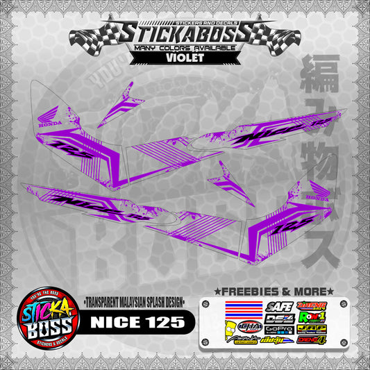 【PREMIUM UV PRINT】TRANSPARENT NICE 125 STICKER DECALS ( MALAYSIAN SPLASH DESIGN )【WITH FREEBIES】