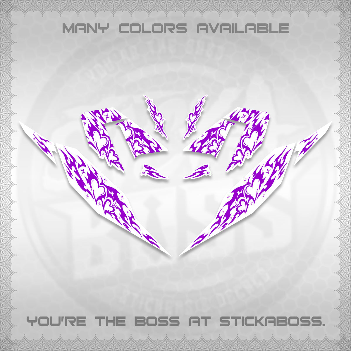CLICK 125 V4 FOR WHITE DECALS (2026 TRIBAL HEART DESIGN) STICKER KITS BY STICKABOSS