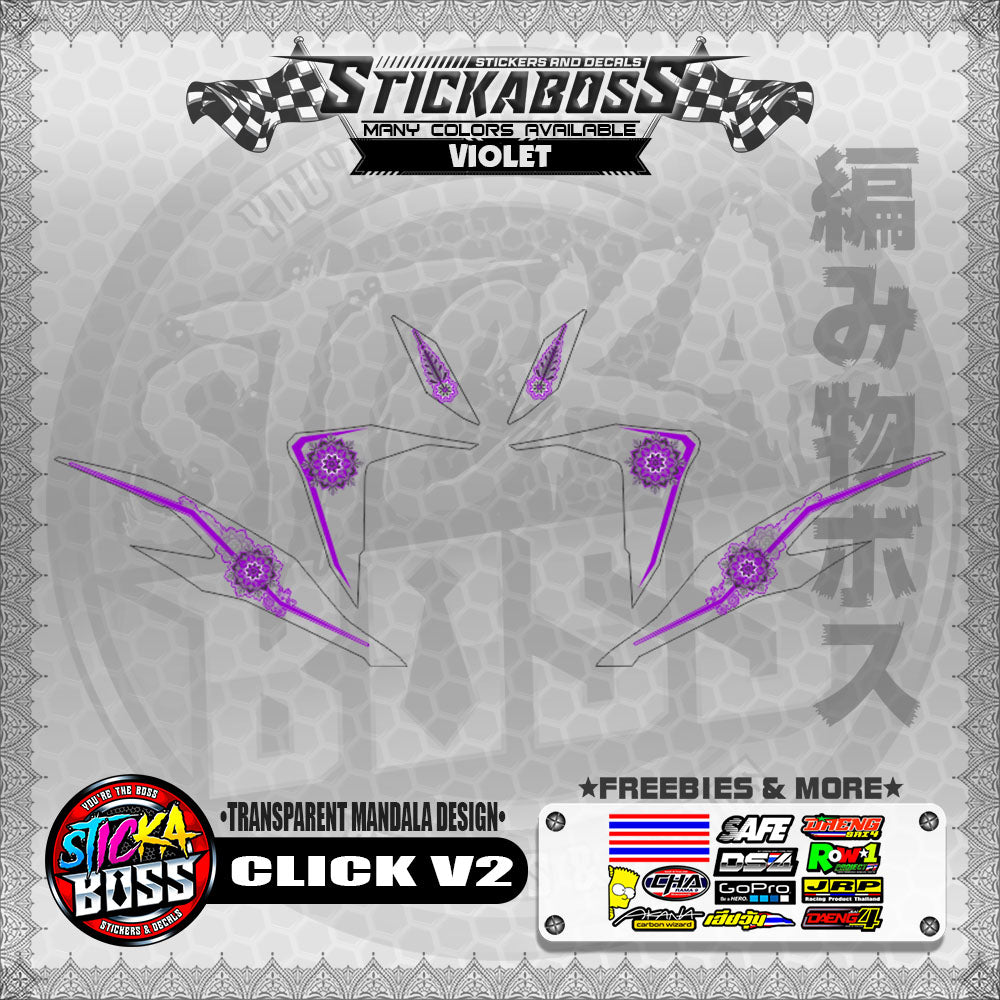 【PREMIUM UV PRINT】TRANSPARENT CLICK V2 DECALS ( MANDALA DESIGN )【WITH FREEBIES】