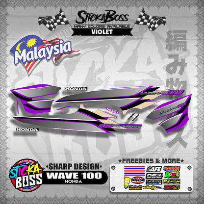HONDA WAVE 100 MALAYSIAN DECALS ( SHARP DESIGN )【WITH FREEBIES】