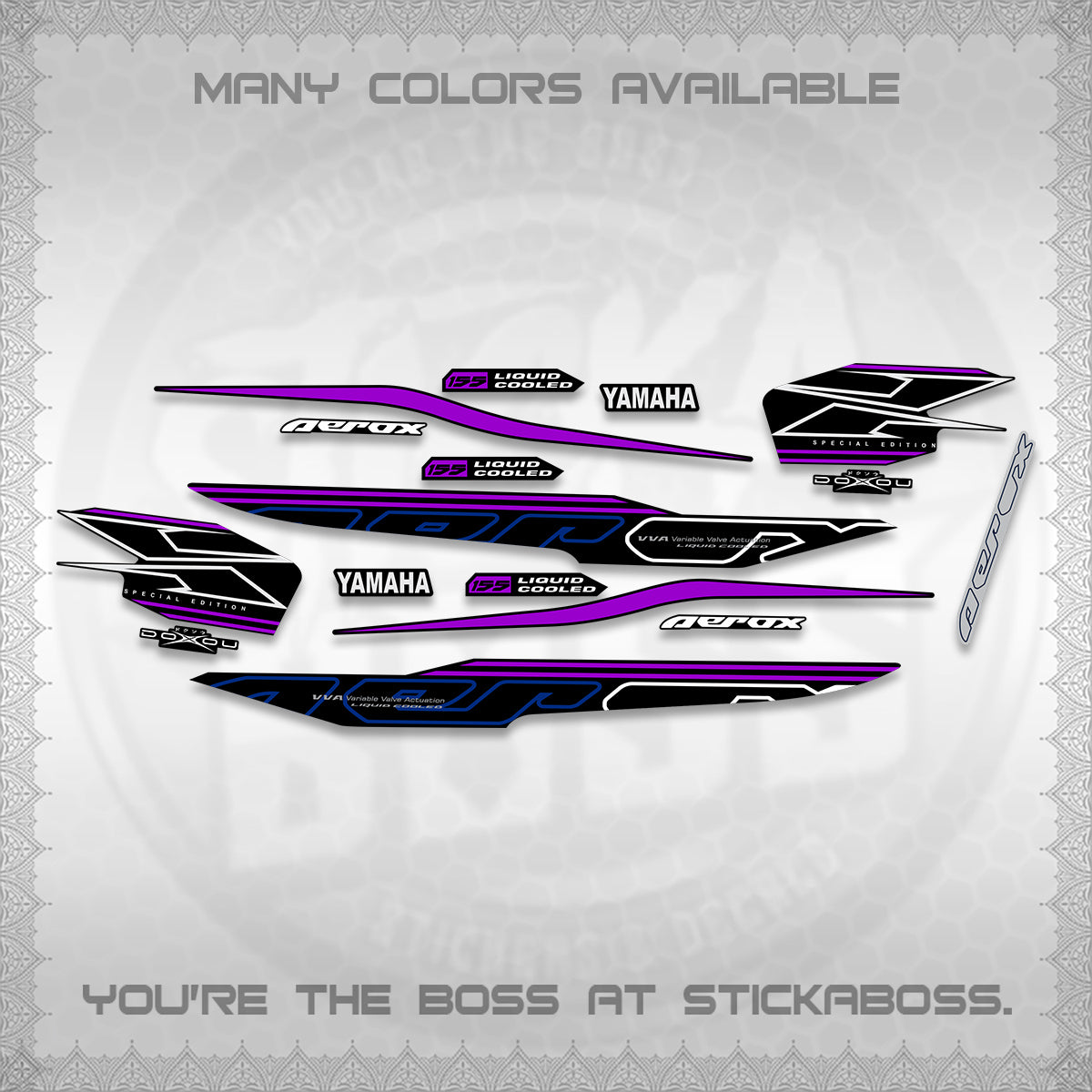 AEROX 155 V1 DECALS (2026 CYBER STYLE 01) STICKER KITS BY STICKABOSS