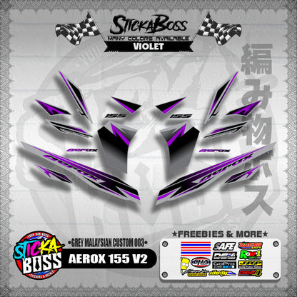 AEROX 155 V2 DECALS ( GREY MALAYSIAN CUSTOM 003 )【WITH FREEBIES】