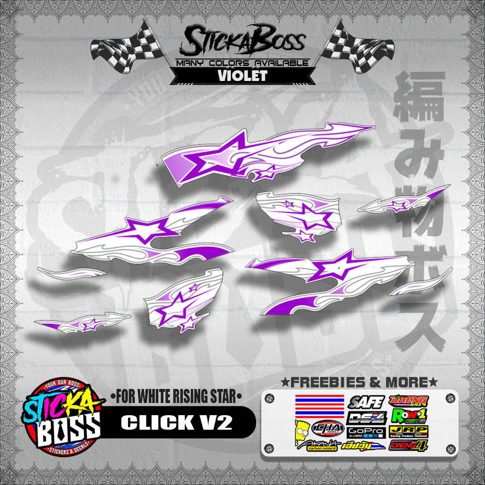 CLICK V2 DECALS ( FOR WHITE RISING STAR ) [ PREMIUM GLOSSY LAMINATED ]【WITH FREEBIES】