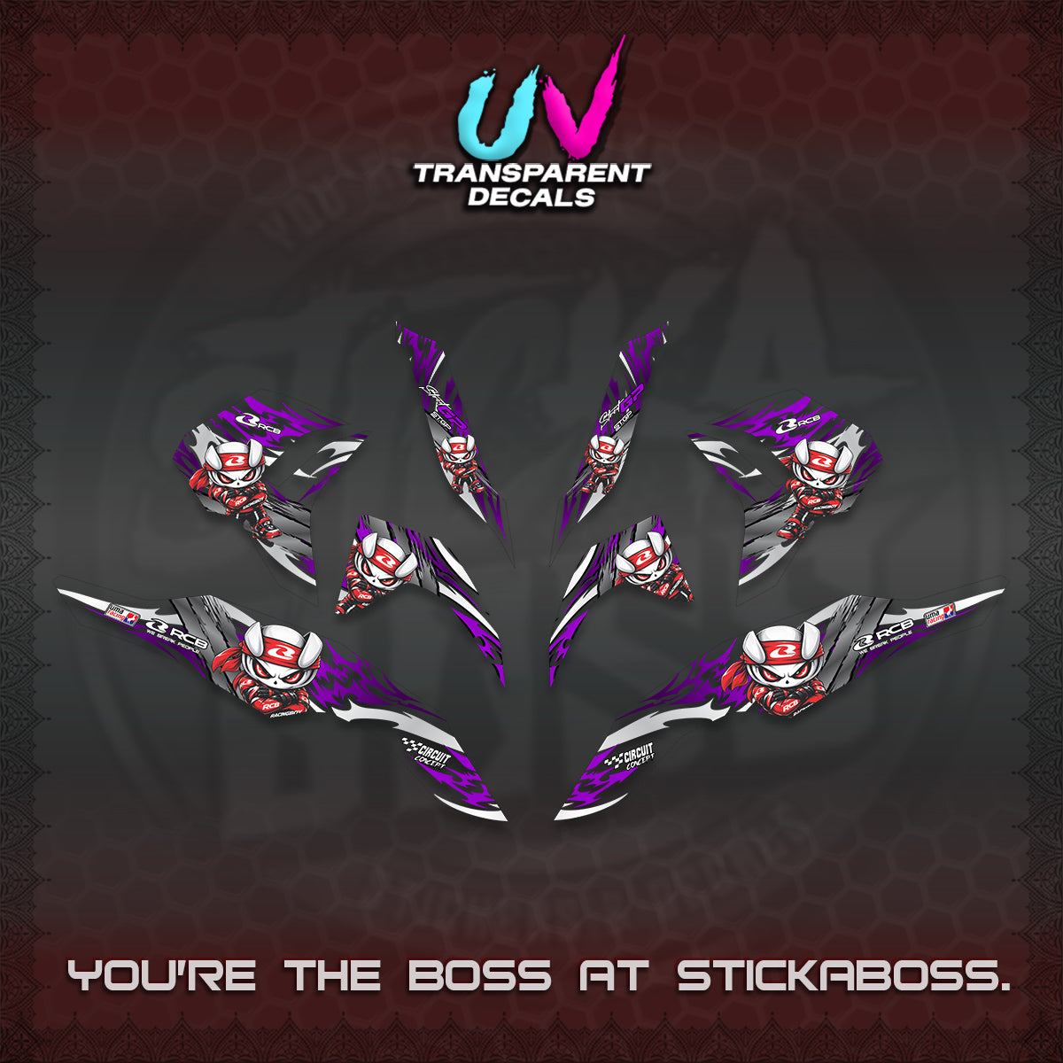 CLICK 125 V3 UV TRANSPARENT DECALS (2026 NEW RCB 2.0 DESIGN) STICKER KITS BY STICKABOSS
