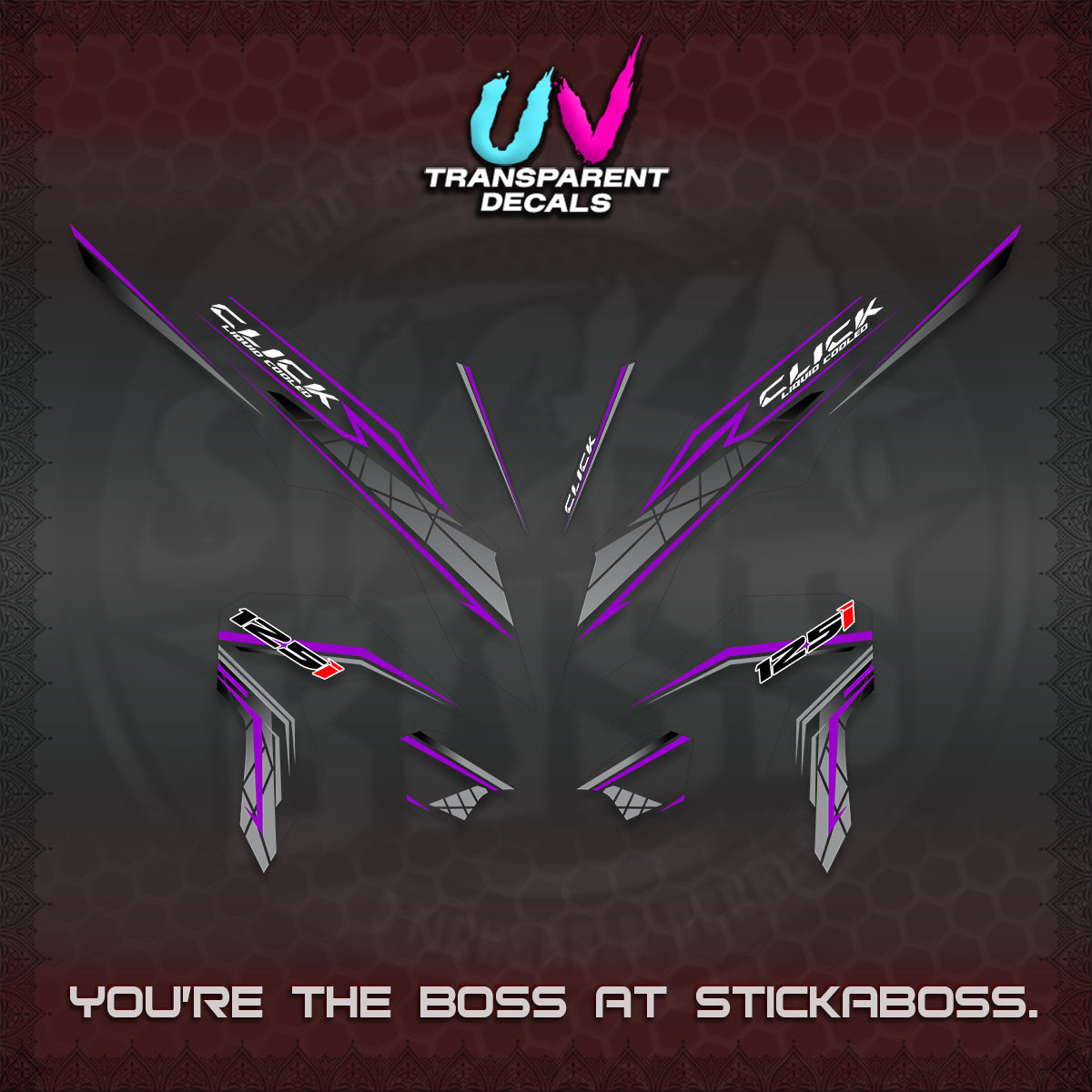 CLICK 125 V3 UV TRANSPARENT DECALS (2023 SIMPLE STRIPE DESIGN) STICKER DECALS By STICKABOSS