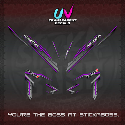 CLICK 125 V3 UV TRANSPARENT DECALS (2023 SIMPLE STRIPE DESIGN) STICKER DECALS By STICKABOSS