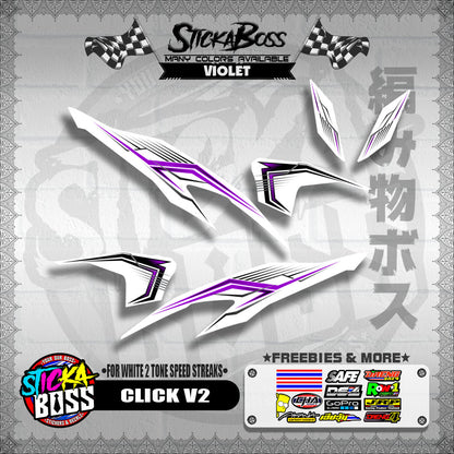 CLICK V2 DECALS ( FOR WHITE 2 TONE SPEED STREAKS ) [ PREMIUM GLOSSY LAMINATED ]【WITH FREEBIES】