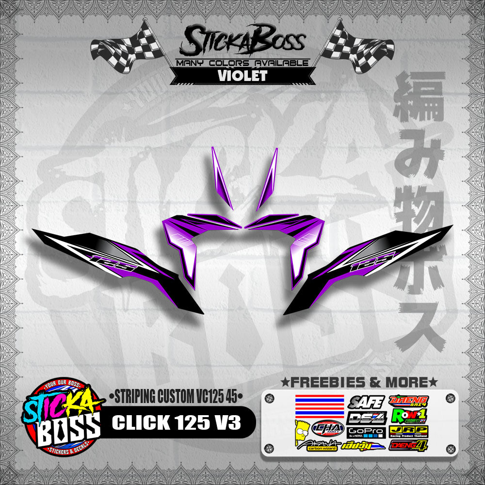CLICK 125 V3 DECALS ( STRIPING CUSTOM VC125 45 )【WITH FREEBIES】