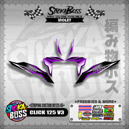 CLICK 125 V3 DECALS ( STRIPING CUSTOM VC125 45 )【WITH FREEBIES】