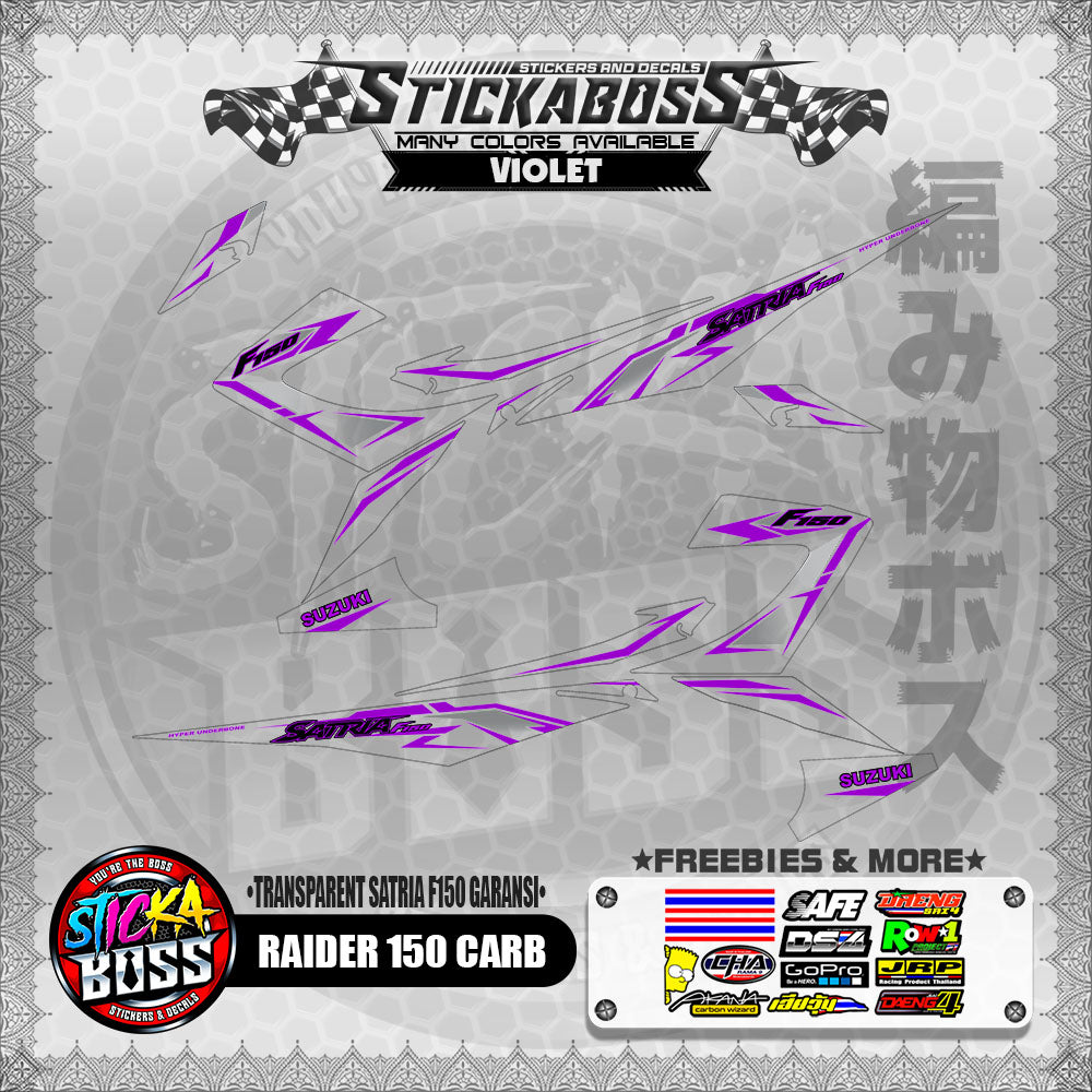 【PREMIUM UV PRINT】TRANSPARENT RAIDER 150 CARB DECALS ( SATRIA F150 GARANSI )【WITH FREEBIES】