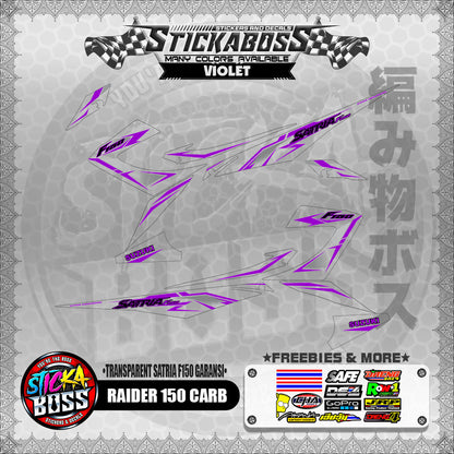 【PREMIUM UV PRINT】TRANSPARENT RAIDER 150 CARB DECALS ( SATRIA F150 GARANSI )【WITH FREEBIES】