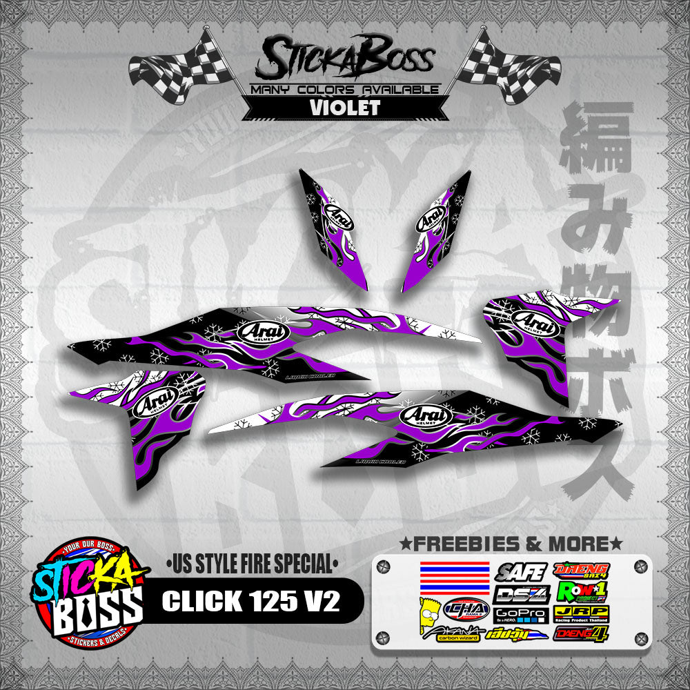CLICK 125 V2 DECALS ( US STYLE FIRE SPECIAL )【WITH FREEBIES】
