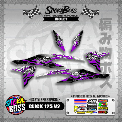 CLICK 125 V2 DECALS ( US STYLE FIRE SPECIAL )【WITH FREEBIES】