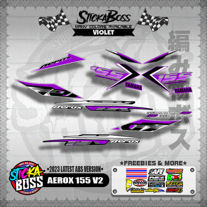 AEROX 155 V2 DECALS ( 2023 LATEST ABS VERSION ) [ PREMIUM GLOSSY LAMINATED ]【WITH FREEBIES】