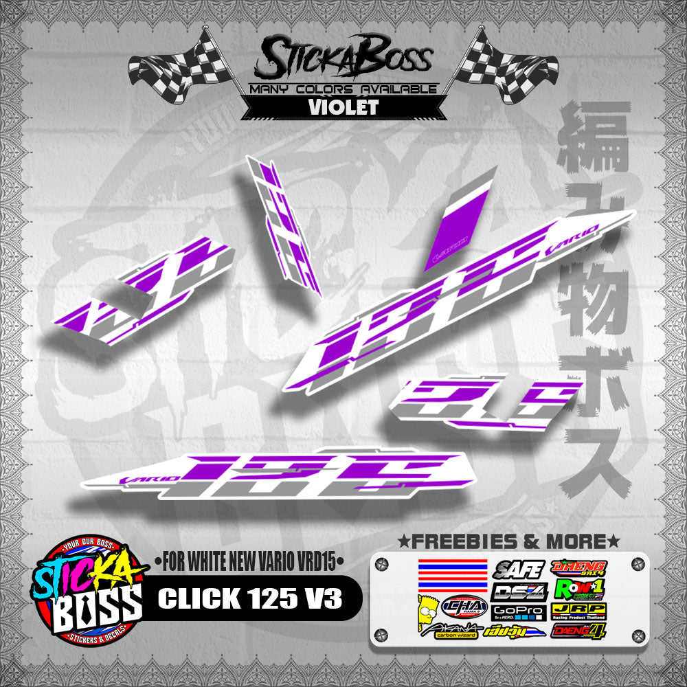 CLICK 125 V3 DECALS ( FOR WHITE NEW VARIO VRD15 ) [ PREMIUM GLOSSY LAMINATED ]【WITH FREEBIES】