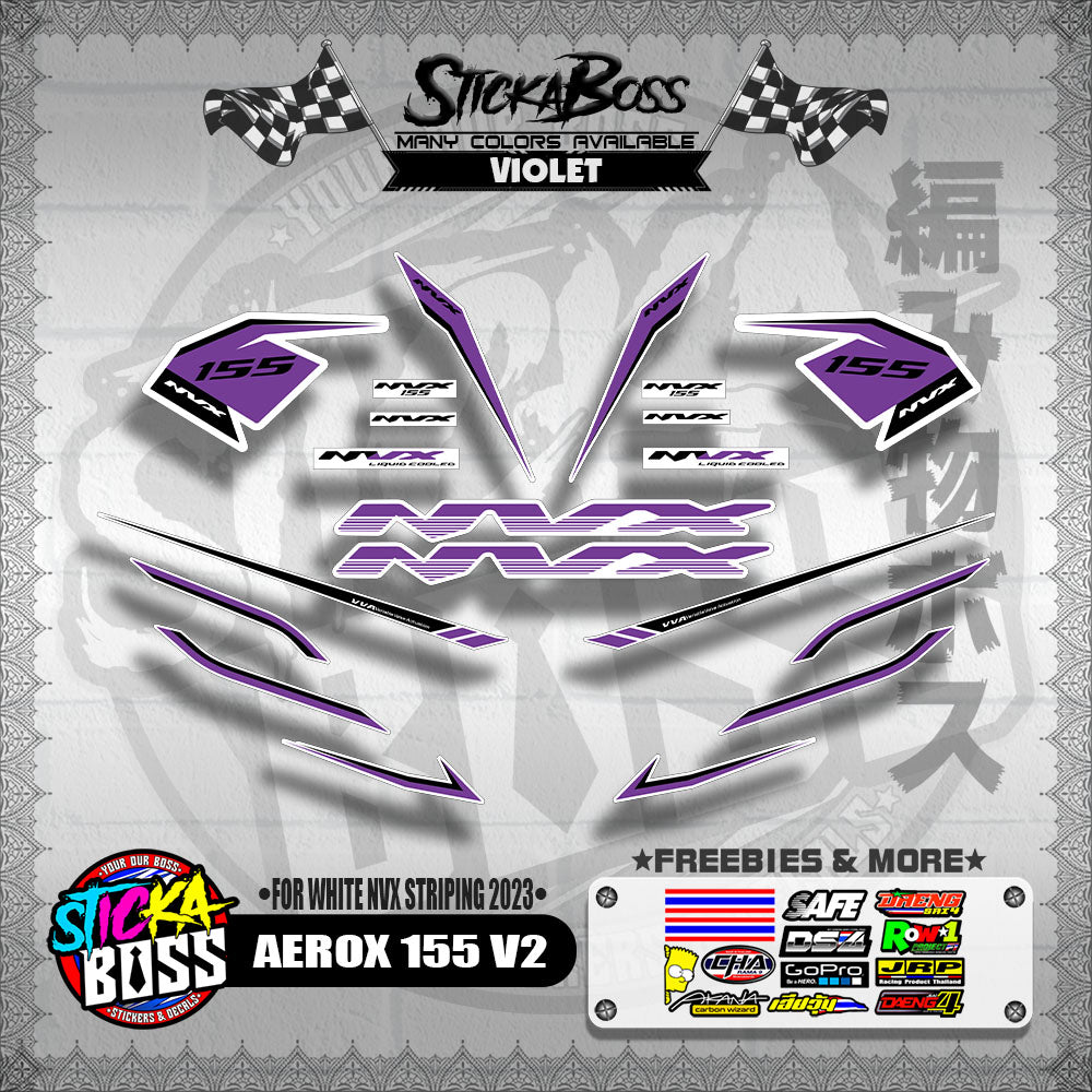 AEROX 155 V2 DECALS ( FOR WHITE NVX STRIPING 2023 )【WITH FREEBIES】
