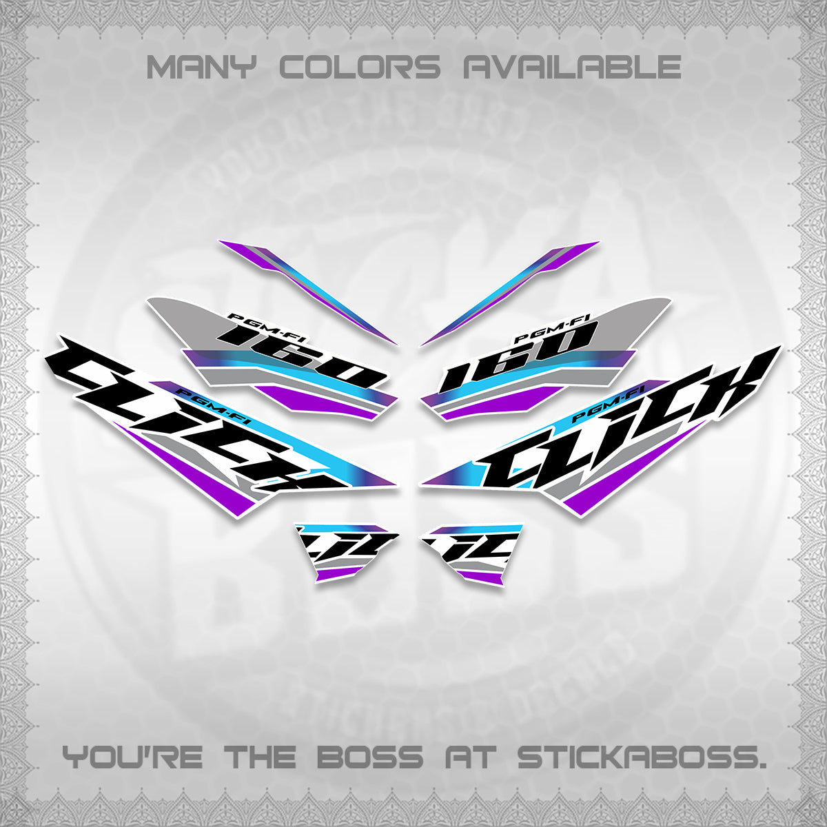CLICK 160 STRIPING FOR WHITE DECALS (SPORTS RACE STRIPES 01) STICKER KITS BY STICKABOSS