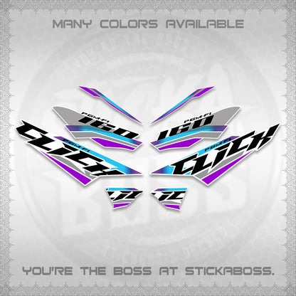 CLICK 160 STRIPING FOR WHITE DECALS (SPORTS RACE STRIPES 01) STICKER KITS BY STICKABOSS