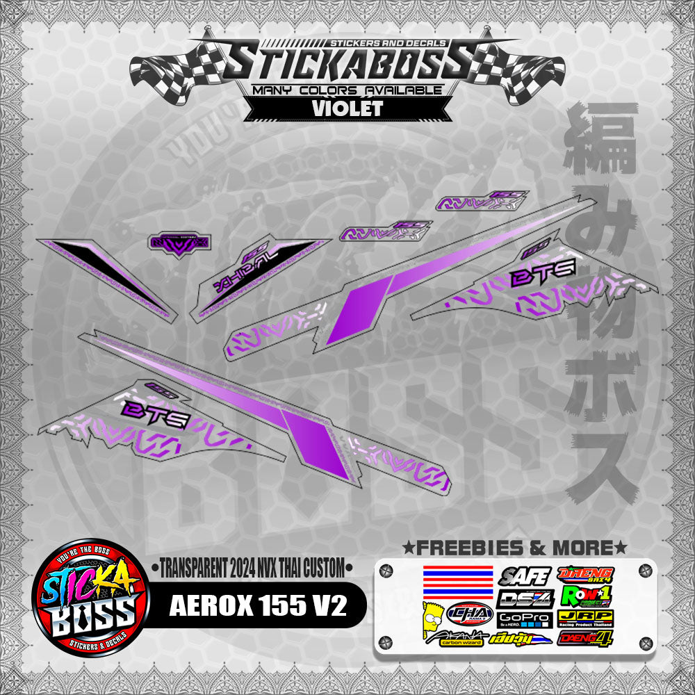 【PREMIUM UV PRINT】TRANSPARENT AEROX 155 V2 DECALS ( 2024 NVX THAI CUSTOM )【WITH FREEBIES】
