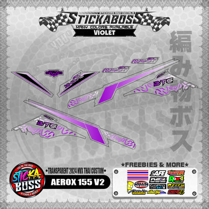 【PREMIUM UV PRINT】TRANSPARENT AEROX 155 V2 DECALS ( 2024 NVX THAI CUSTOM )【WITH FREEBIES】