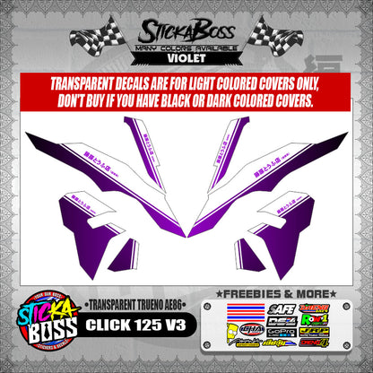 CLICK 125 V3 DECALS ( TRANSPARENT TRUENO AE86 )【WITH FREEBIES】
