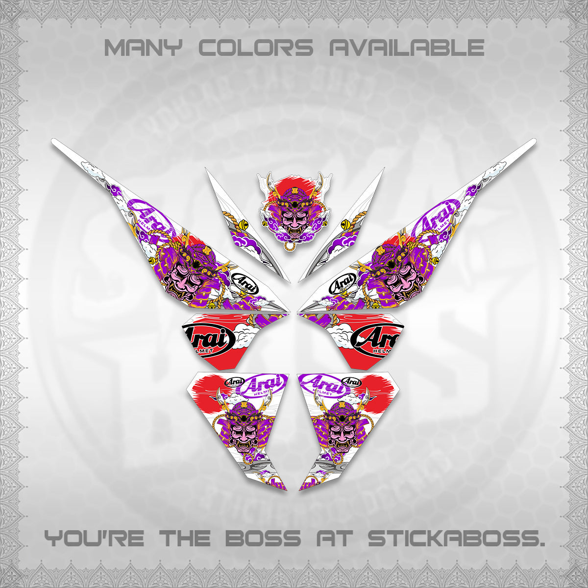 CLICK 125 V1 VARIO FOR WHITE DECALS (2026 NEW SAMURAI MOTIF) STICKER KITS BY STICKABOSS