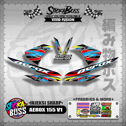 AEROX 155 V1 DECALS ( INJEKSI SHARP )[ PREMIUM GLOSSY LAMINATED ]【WITH FREEBIES】