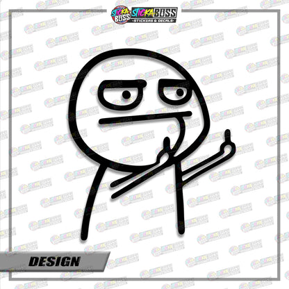 Cartoon Middle Finger ( VINYL CUT-OUT STICKER DECALS )