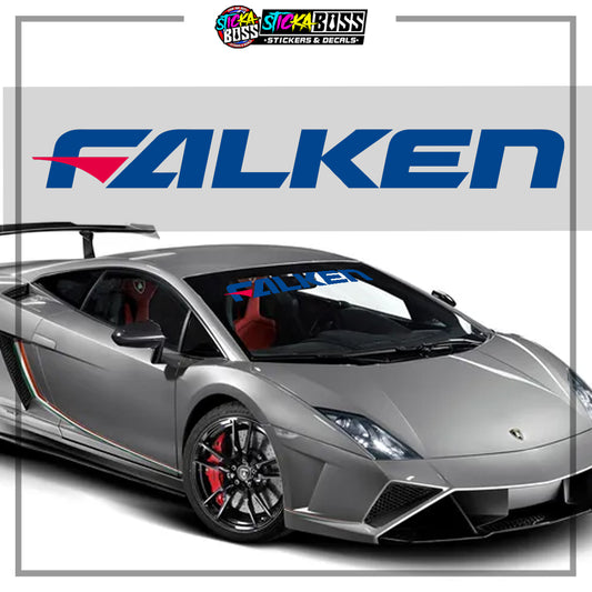 FALKEN STICKER | 40 x 4.5 INCHES | CAR FRONT AND REAR WINSHIELD | VINYL WATERPROOF CUT-OUT STICKER DECALS【Stickaboss】