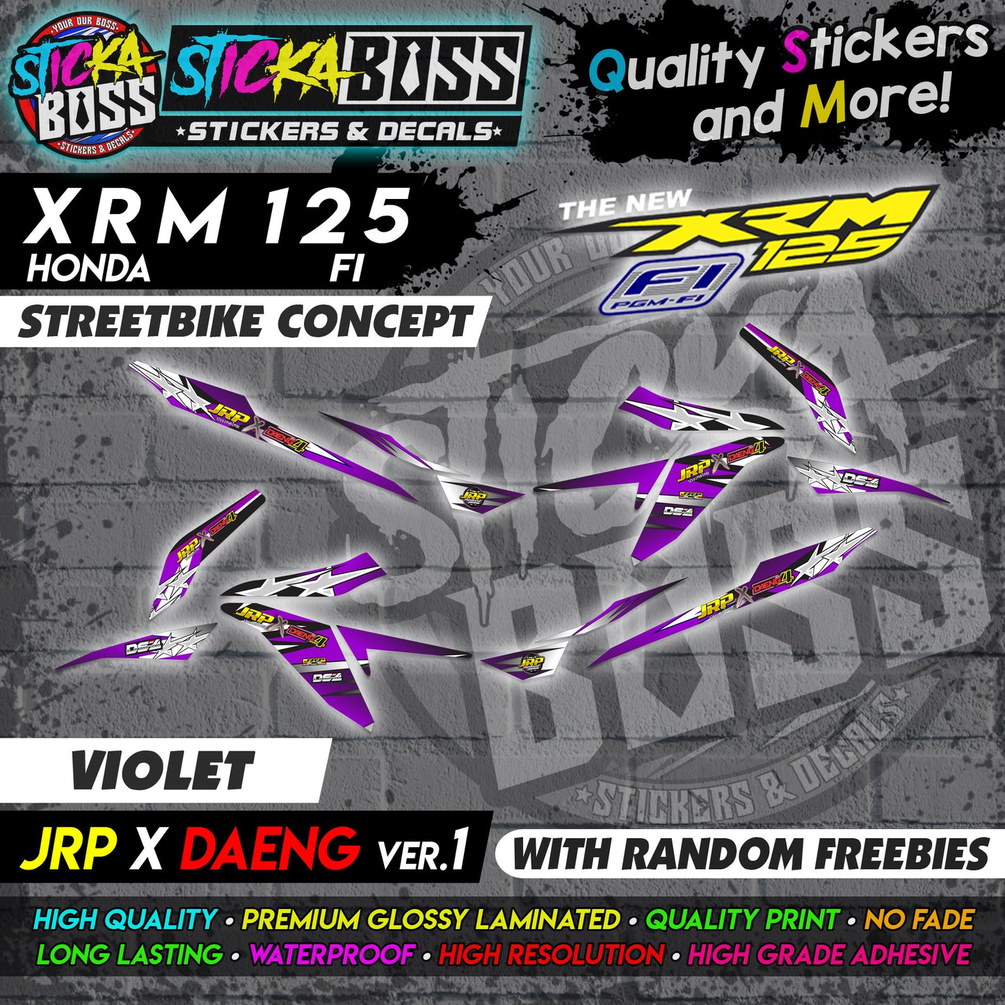 XRM 125 FI Decals - (JRP x DAENG VER.1) [STREET BIKE CONCEPT]【PREMIUM GLOSSY LAMINATED】