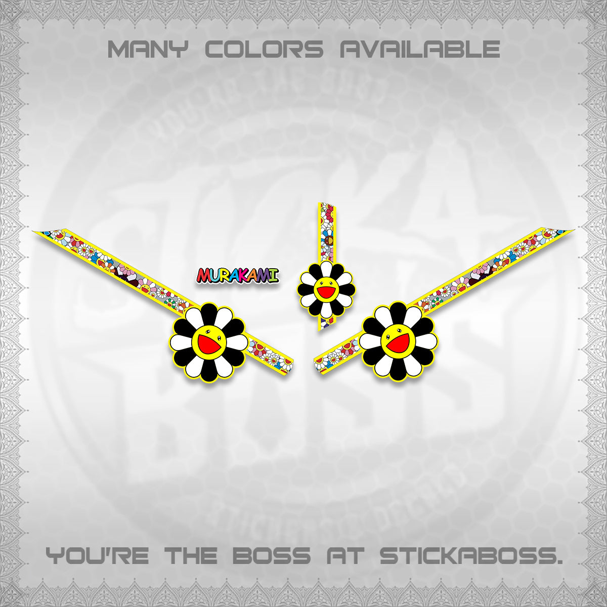 GIORNO 125 DECALS (MURAKAMI FLOWER DESIGN) STICKER DECALS BY STICKABOSS