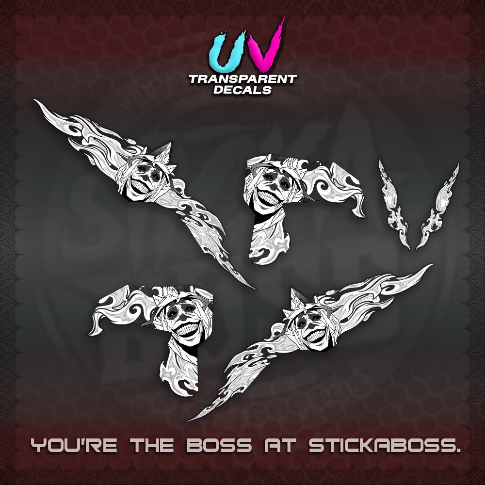 CLICK V3 UV TRANSPARENT DECALS (SOLO STATUE OF GOD DESIGN)STICKER DECALS By STICKABOSS