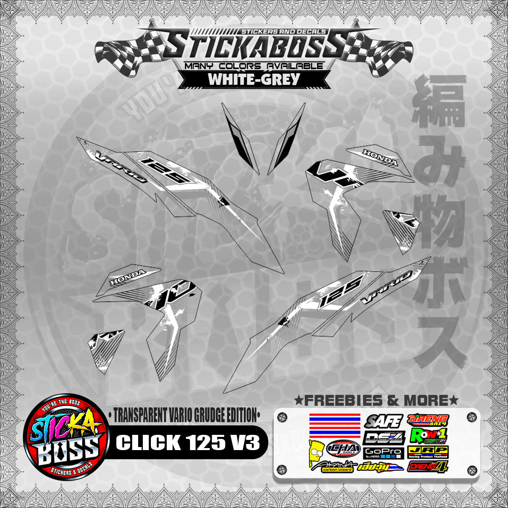 [PREMIUM UV PRINT] TRANSPARENT CLICK 125 V3 DECALS ( VARIO GRUDGE EDITION )【WITH FREEBIES】