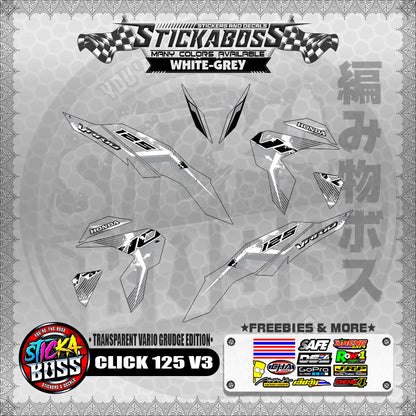 [PREMIUM UV PRINT] TRANSPARENT CLICK 125 V3 DECALS ( VARIO GRUDGE EDITION )【WITH FREEBIES】