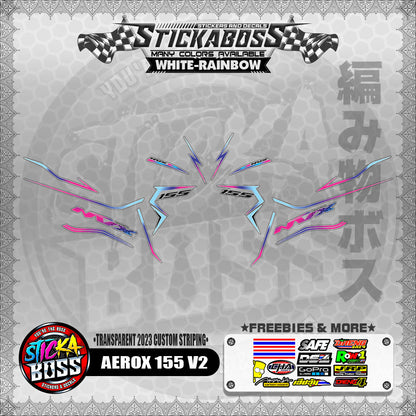 【PREMIUM UV PRINT】TRANSPARENT AEROX 155 V2 STICKER DECALS ( 2023 CUSTOM STRIPING )【WITH FREEBIES】