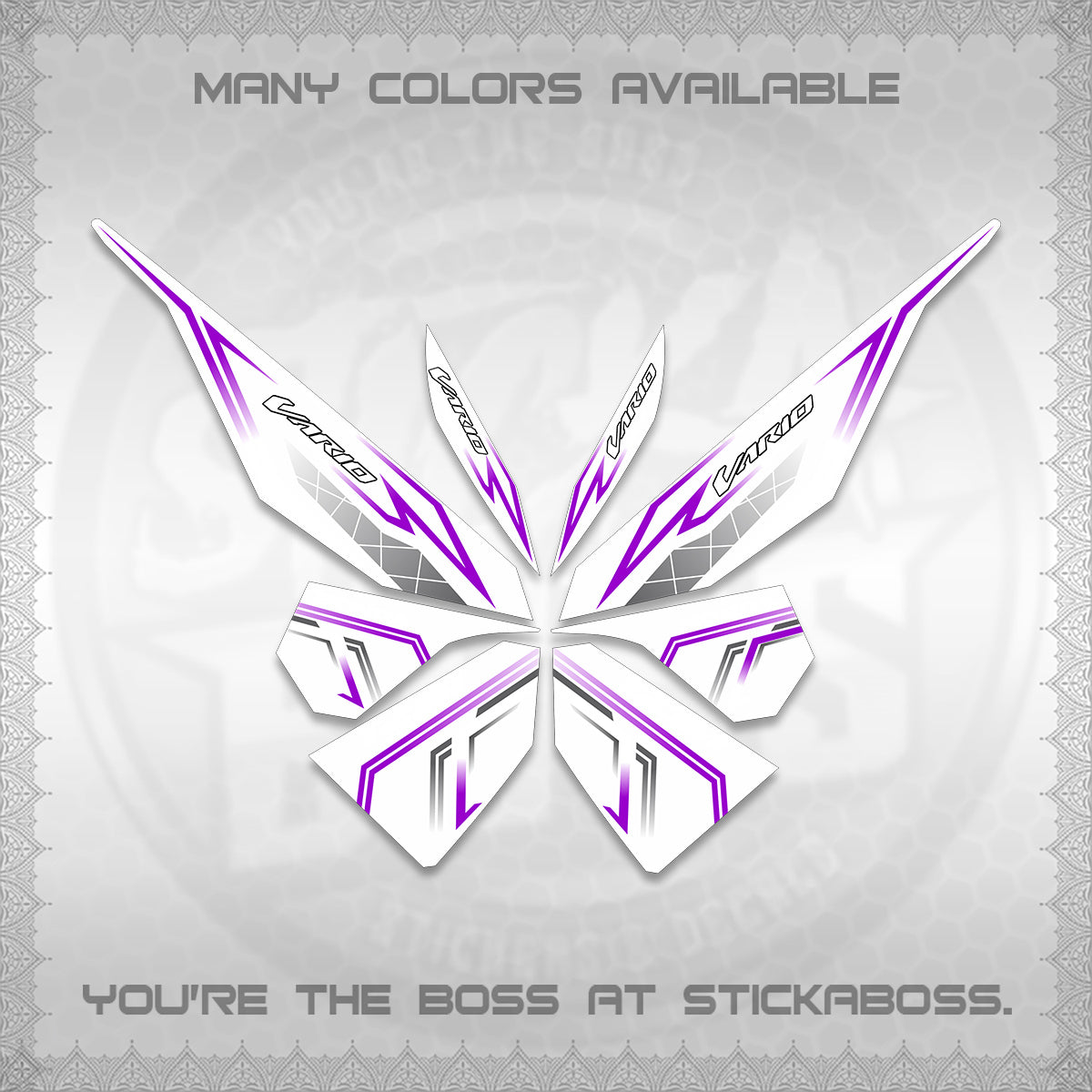 CLICK V1 VARIO DECALS FOR WHITE (2 TONE STRIPES 2026) STICKER DECALS By STICKABOSS